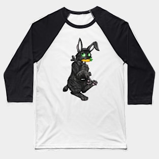 Bobtail BunnyCat: Black Tabby (Black) Baseball T-Shirt